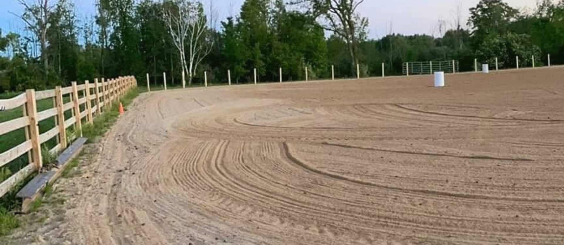 freshly raked dirt training arena